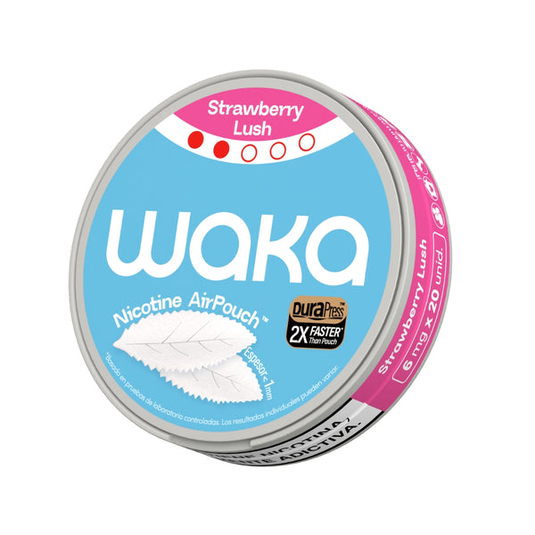 Explora WAKA Global Nicotine Pouch WAKA Nicotine AirPouch Fresa Lush Crema Rica y Aterciopelada 6mg/pieza Nicotina < 1mm Delgado🍓
