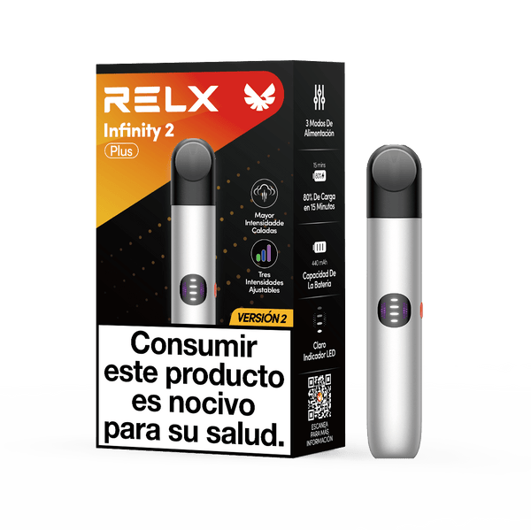 Dispositivo y caja oficial del vapeador RELX Infinity 2 Plus color Meteor Flash Versión 2
