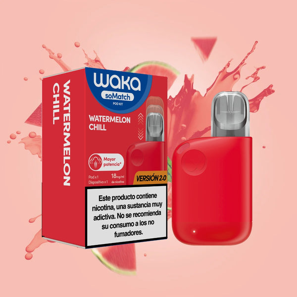 Vapeador WAKA soMatch Mini Kit Versión 2.0 sabor Watermelon Chill con efecto de salpicadura de sandía
