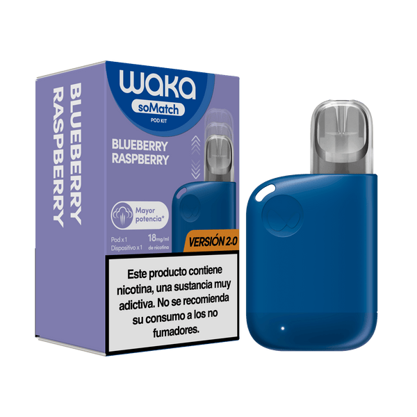 Caja oficial del vapeador WAKA soMatch Mini Kit Versión 2.0 sabor Blueberry Raspberry
