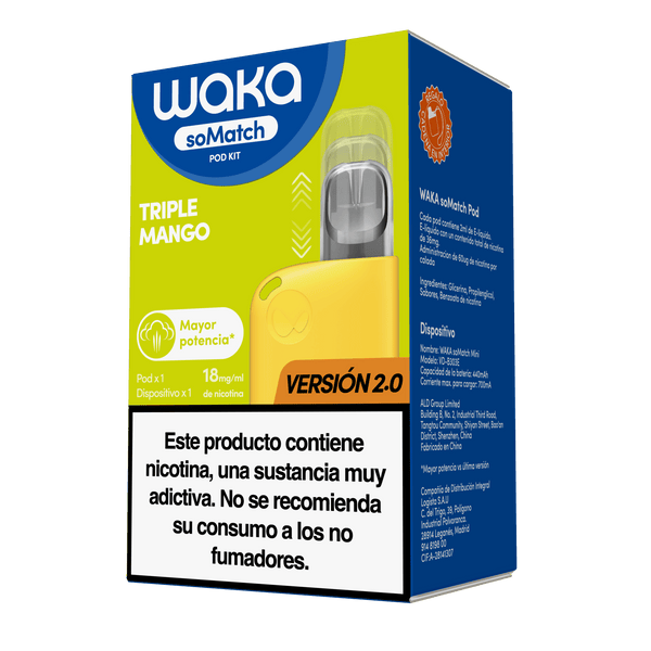 Caja del vapeador WAKA soMatch Mini Kit Versión 2.0 sabor Triple Mango
