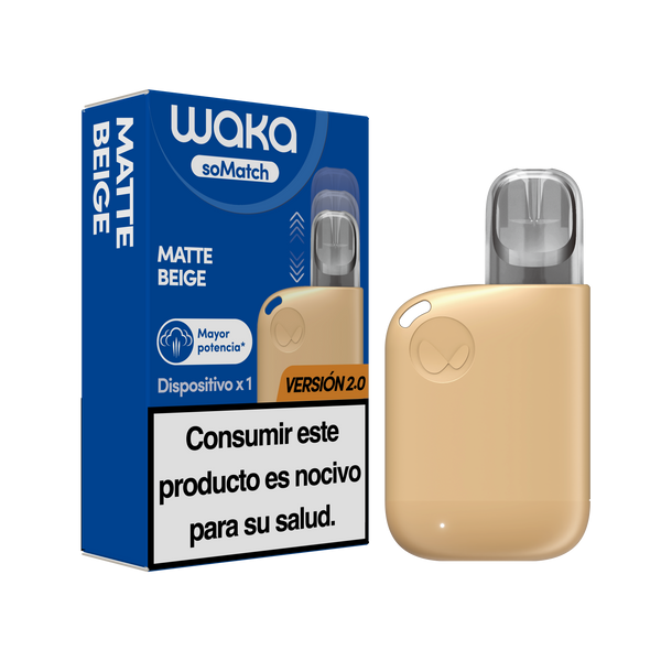 Caja y dispositivo oficial del vapeador WAKA soMatch Versión 2.0 color Matte Beige
